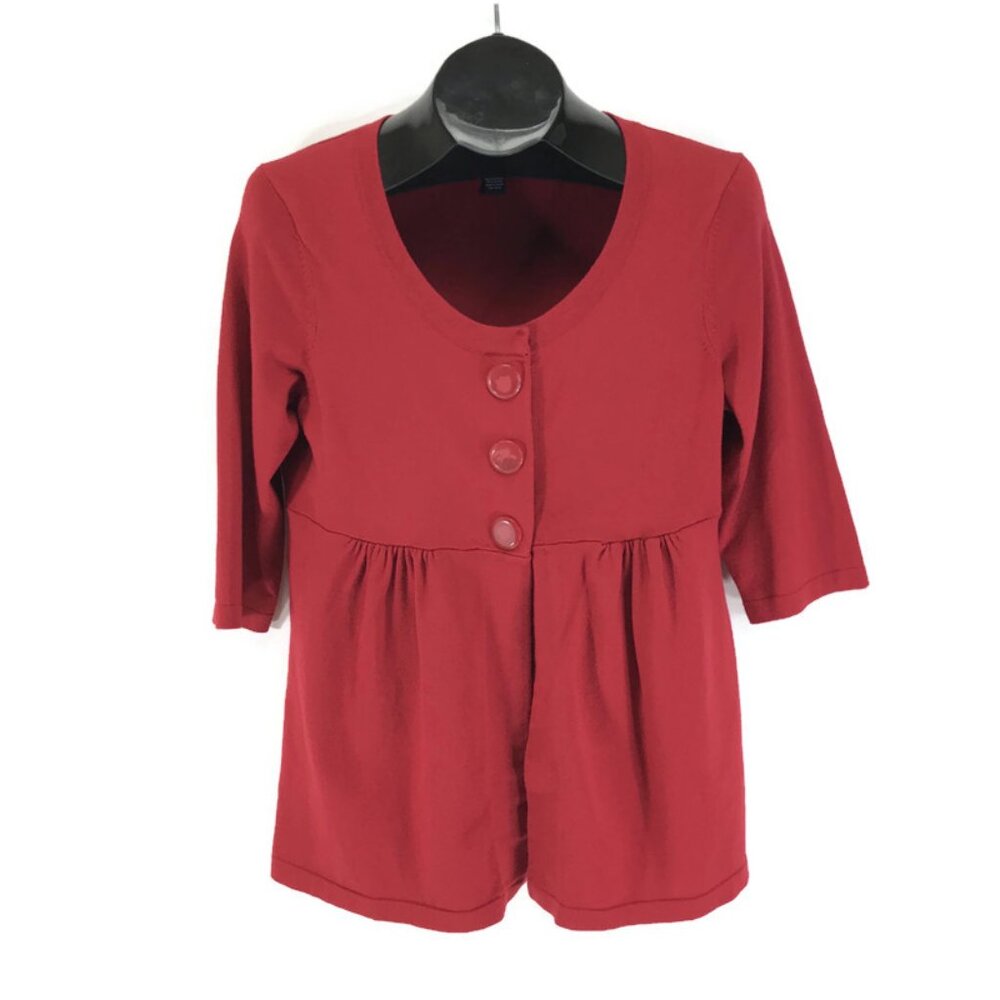 Alfani Peplum Knit Cardigan Sweater Women's Medium Red Button Up Holiday Career